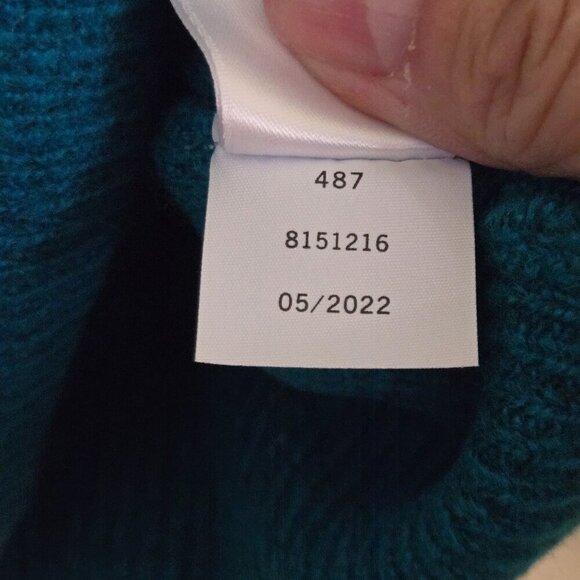 1. State NWT Variegated Cables Crew Sweater Teal Balloon Sleeve Size L - Picture 9 of 9